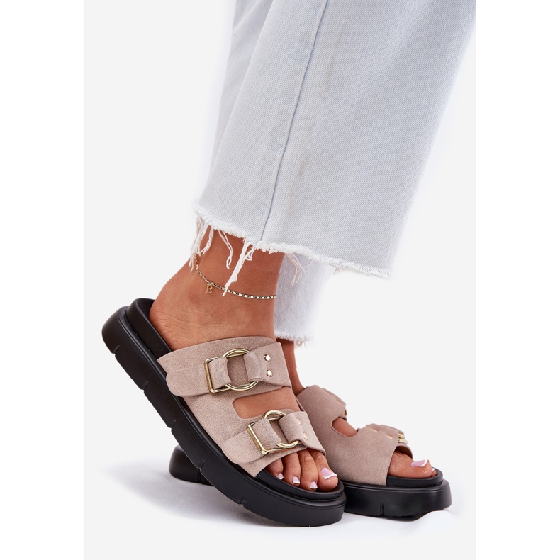 Big Star Naisten mokkanahkaiset flopsit koristeellisella iso tähti RR274659 Puristimet vaaleanpunainen 1