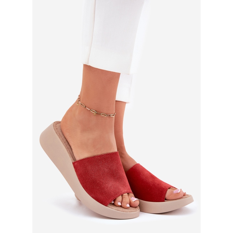 Naisten mokkahousut Panto Fino RR267040 -kiilassa punainen 1