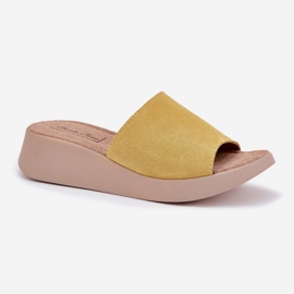 Naisten mokkanahka -flops Panto Fino RR267038 -kiilassa keltainen 4