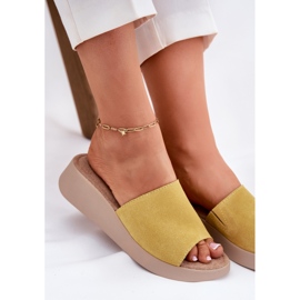 Naisten mokkanahka -flops Panto Fino RR267038 -kiilassa keltainen 6