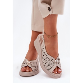 Nahkainen Openwork Naisten sandaalit Vinceza 79529 beige 3