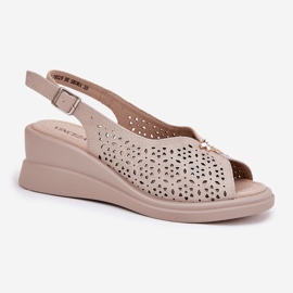 Nahkainen Openwork Naisten sandaalit Vinceza 79529 beige 4