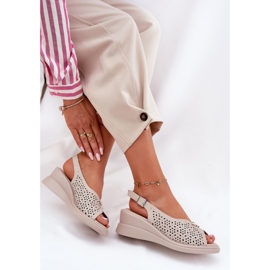 Nahkainen Openwork Naisten sandaalit Vinceza 79529 beige 5