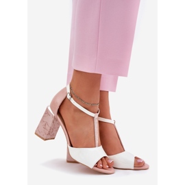 Maalattu naisten sandaalit Vinceza 20276 Pink-White Post vaaleanpunainen 1