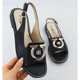 S.Barski Litteät naisten sandaalit, joissa on sisustus Czarne S. Barski KV51-003 musta 1