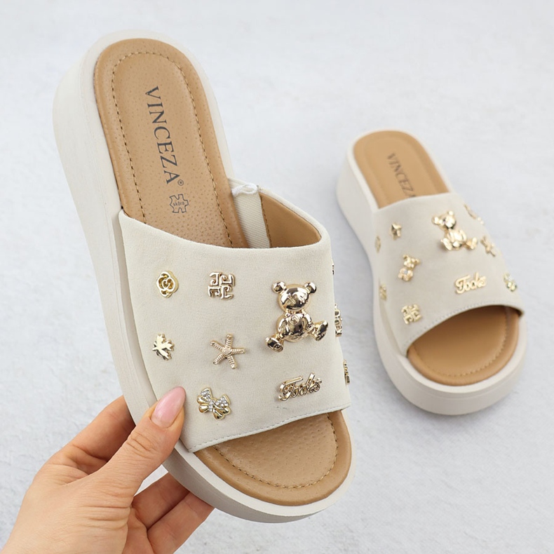 Naisten nahkakiilat beige Vinceza 66741 1