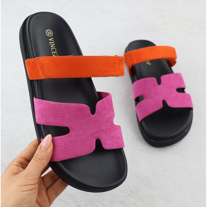Naisten flip flops vaaleanpunainen oranssi Vinceza 17401 1