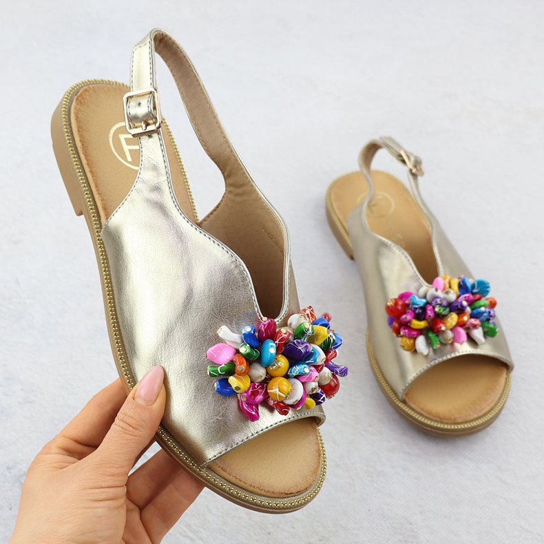 Naisten sandaalit, joissa on kultainen Filippo DS6230 -helmi 1