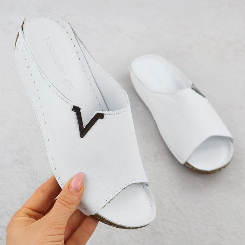 Naisten nahkainen flip Flops T.Sokolski L22-301 valkoinen 1