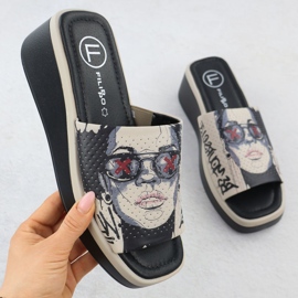 Naisten nahkatohvelit painetulla beige filippo dk6158 1