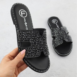 Naisten flip flops strassilla Black Filippo DK6973 musta 1