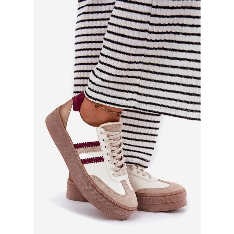 Naisten nahka-lenkkarit Zazoo N1234 Beige-Bord -alustalla 1