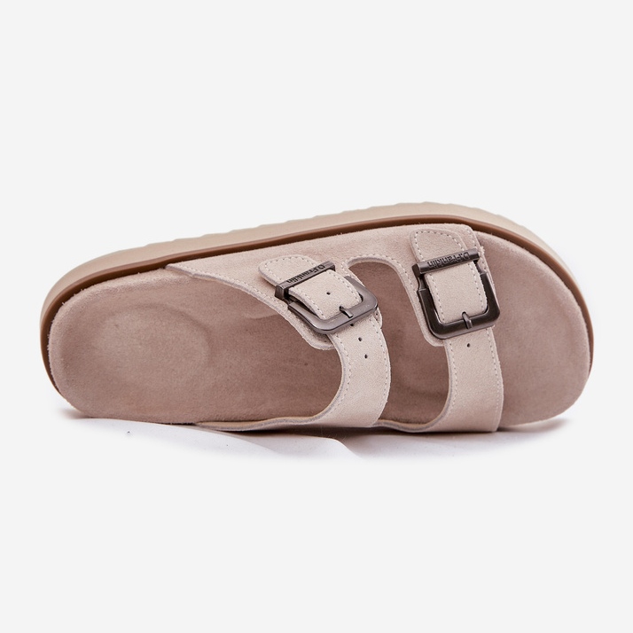 Naisten mokkanahkaiset flopsit D.Franklin DFSH405001 Beige -soljet 1