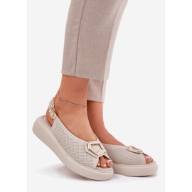 S.Barski Naisten nahkaiset sandaalit, joissa koriste S. Barski LR51-786 beige 1