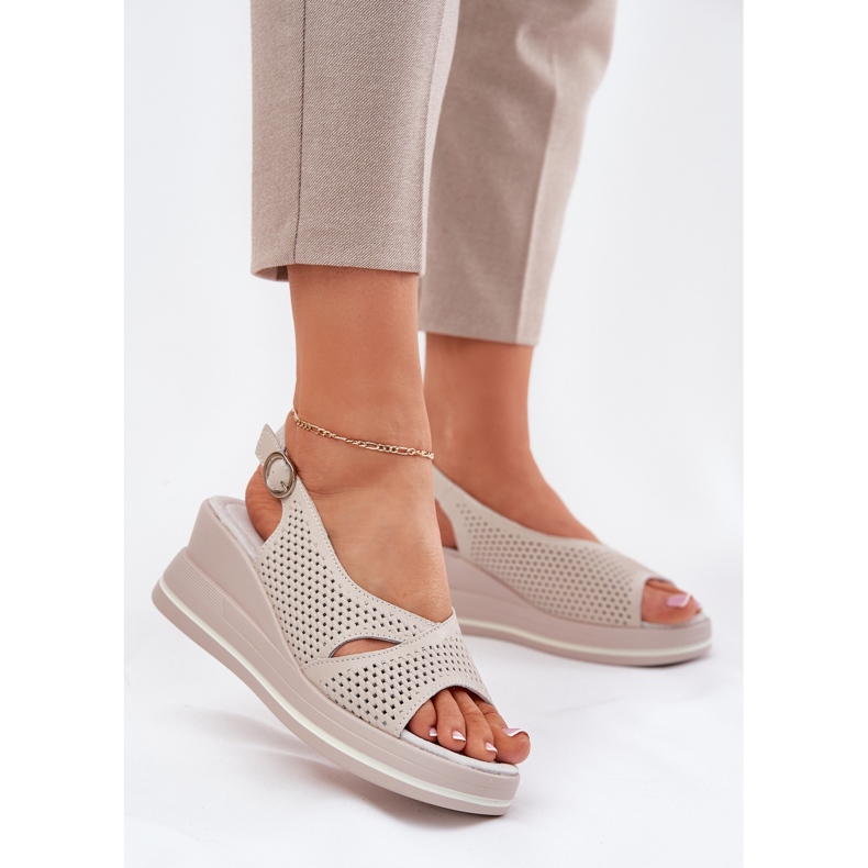 S.Barski Naisten nahka sandaalit S. Barski LR51-660 Openwork Beige 2