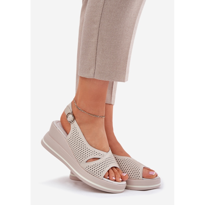 S.Barski Naisten nahka sandaalit S. Barski LR51-660 Openwork Beige 1