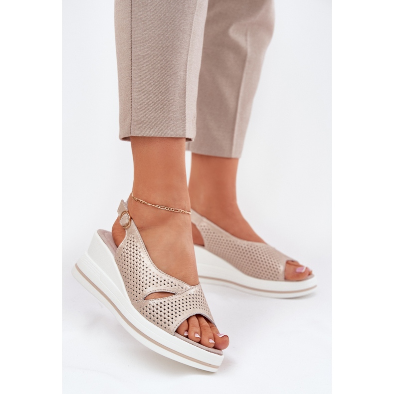 S.Barski Naisten nahkaiset sandaalit S. Barski LR51-660 Openwork Golden kultainen 2