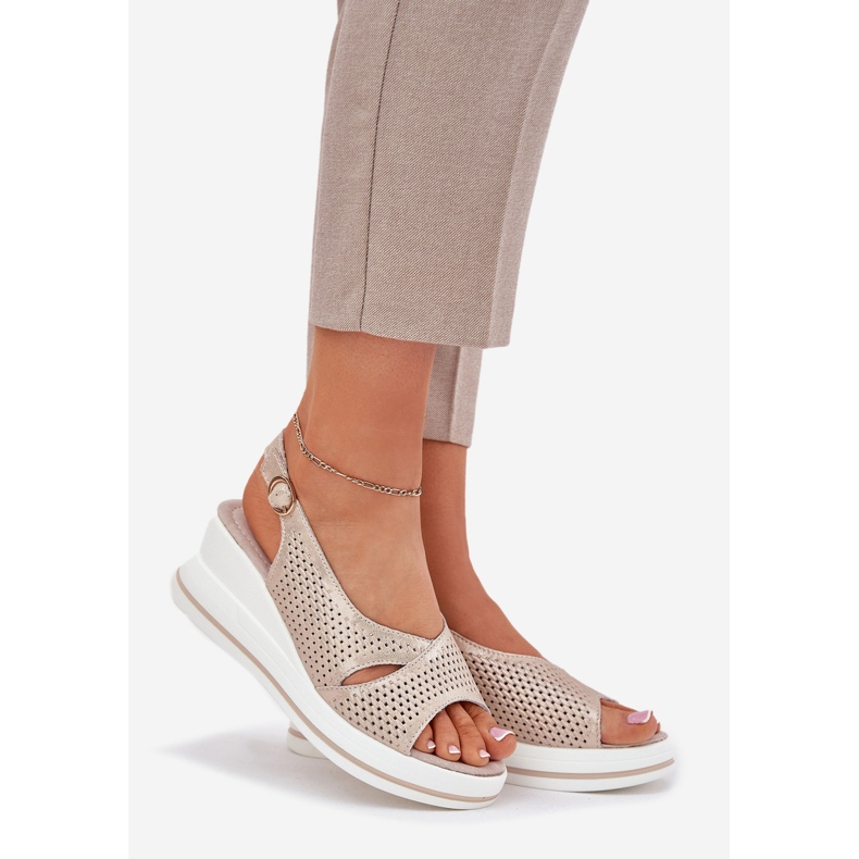 S.Barski Naisten nahkaiset sandaalit S. Barski LR51-660 Openwork Golden kultainen 1