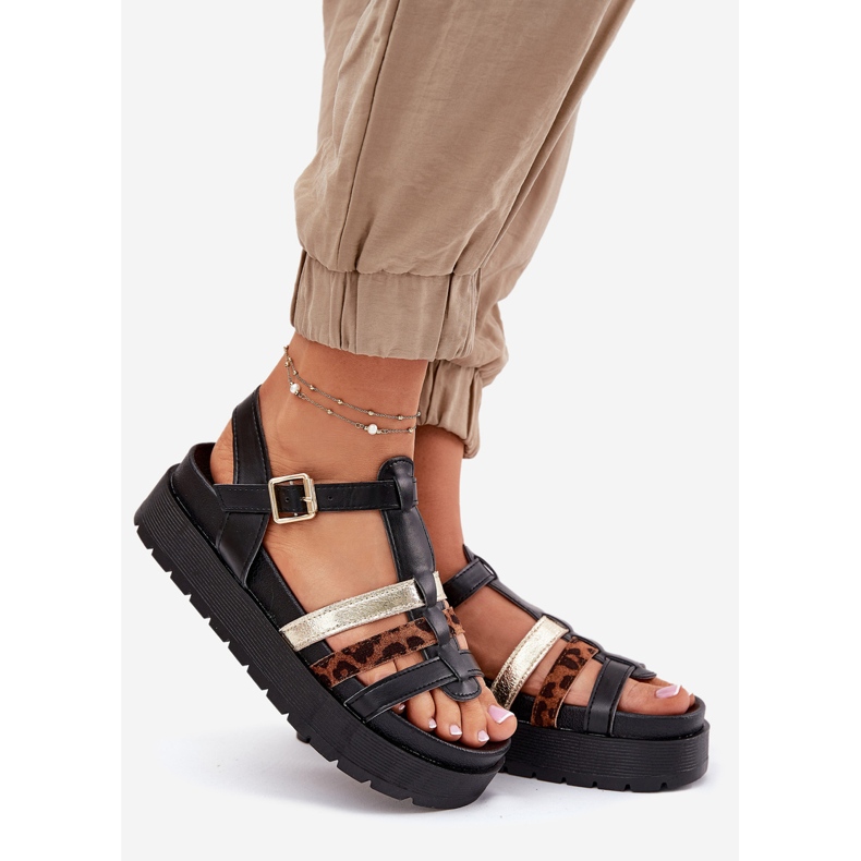 Inna Naisten sandaalit, joissa on raidat lavalla musta 1