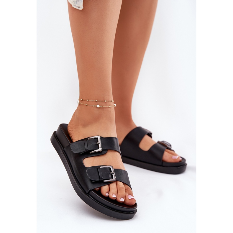 EVento Naisten tossut, joissa on kultaiset soljet mustat soljet 2