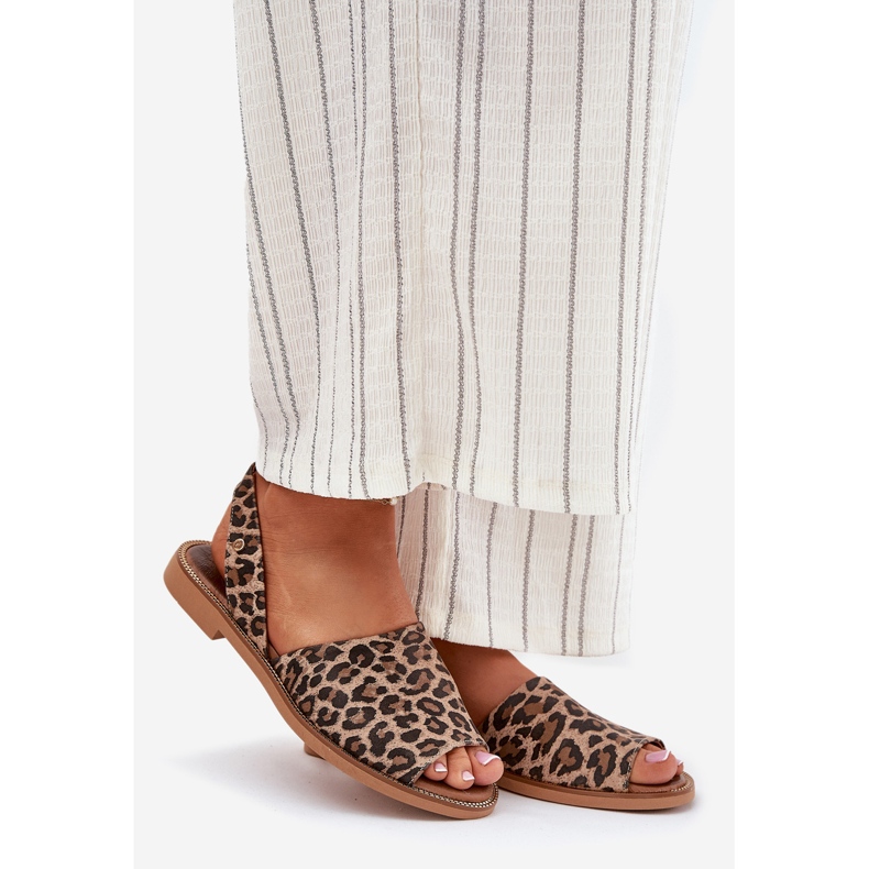 Zazoo 40327 Nahkapitos -off -sandaalit leopardi ruskea 1