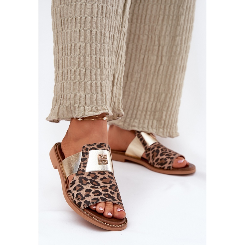 Zazoo Tyylikäs litteä -Leather -korkeus -heelahkainen flip flops ruskea 2