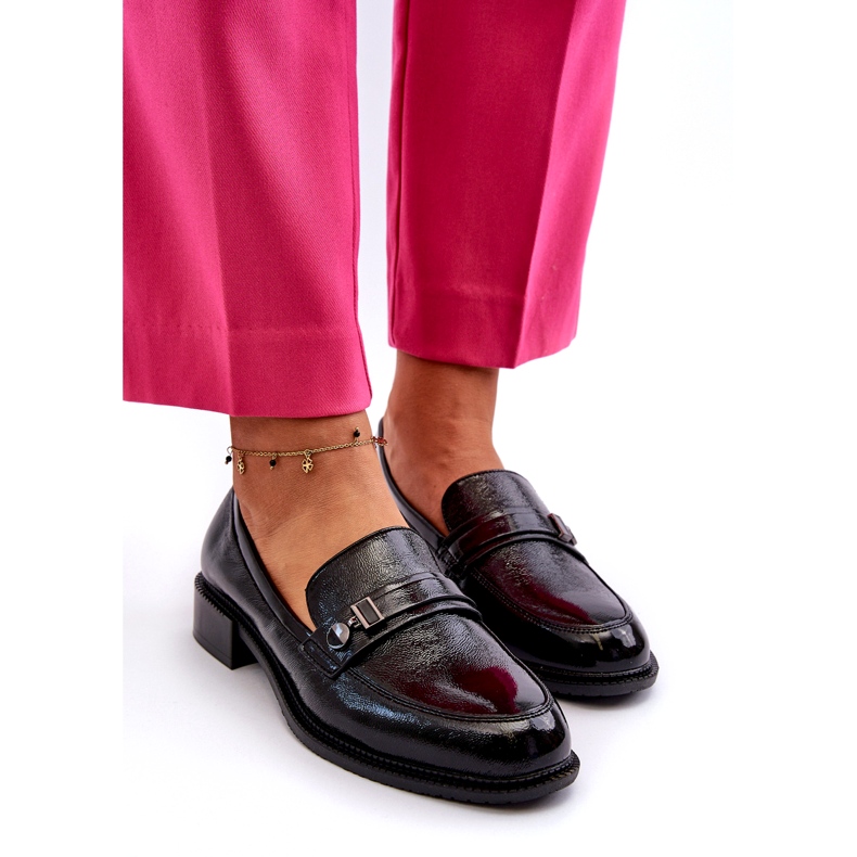 Vinceza Naisten lakatut mustat leipät koristeella 2