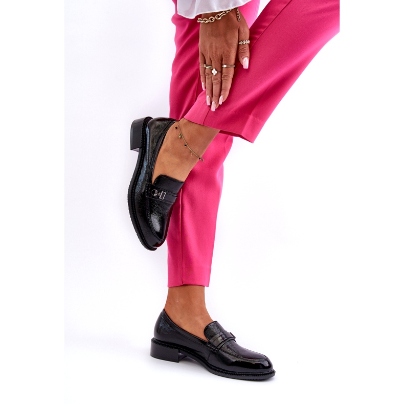 Vinceza Naisten lakatut mustat leipät koristeella 3