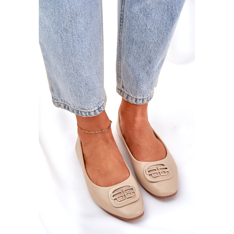 Seastar Naisten balleriinit tasaisella pohjalla koristeella 58p beige 3