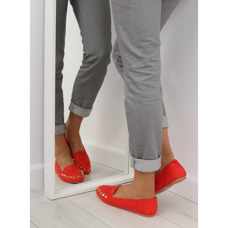 Naisten housut nappeilla punainen 1388 punainen 1