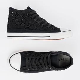 Shelvt Openwork Black Sneakers High musta 4
