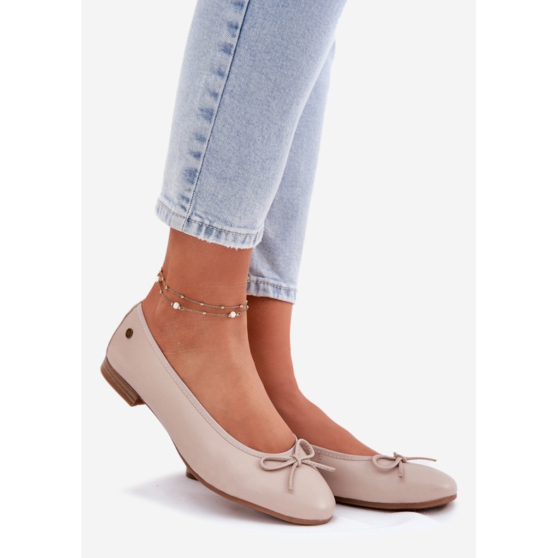 Naisten nahkaballeriinit maciejka p6800-04 beige 1