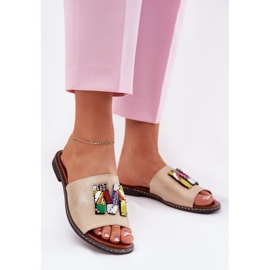 Jezzi Litteät naisten flopsit kultaisella koristeella kultainen 2