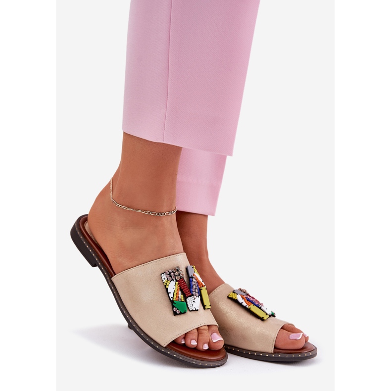 Jezzi Litteät naisten flopsit kultaisella koristeella kultainen 1