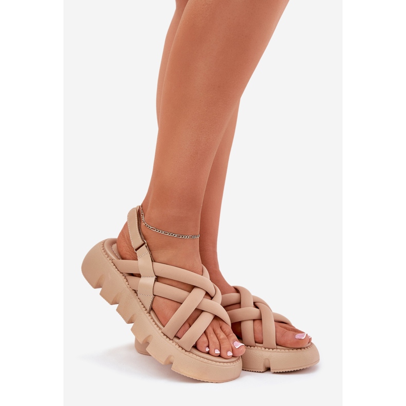 Inna Naisten sandaalit laiturilla beige -raidoilla 1