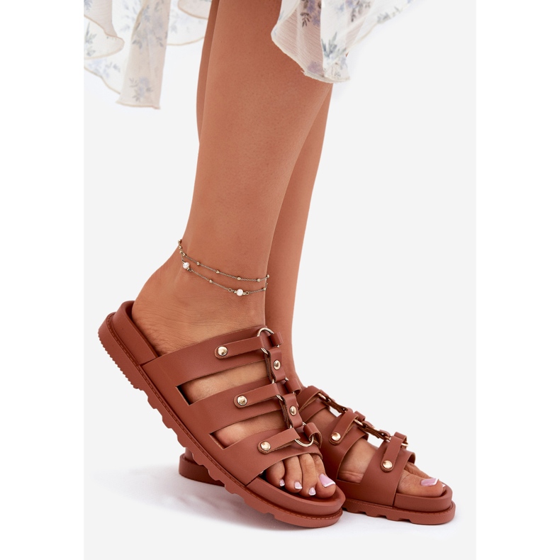 Inna Naisten tossut kameliraidoilla ruskea 1