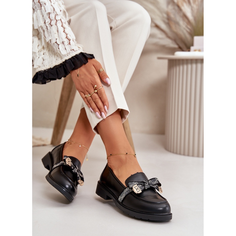 Naisten mokasiinit rusetilla S.Barski HY42-331 musta 4