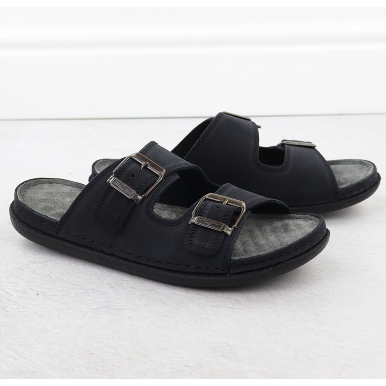 Nahkaiset mukavat miesten tossut soljilla musta T.Sokolski Fs M01 2