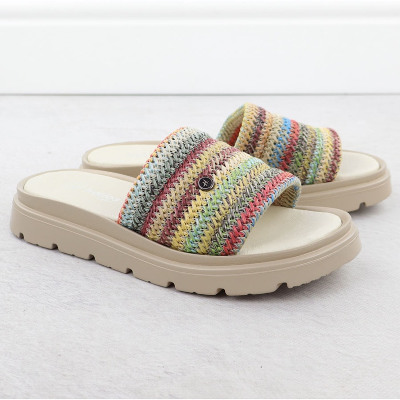 Naisten nahkainen flip flops lavalla MultiKolor Helios 156.731 monivärinen 2