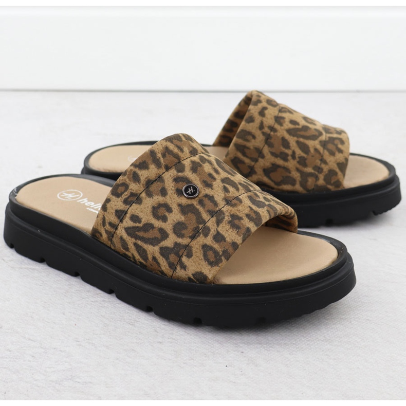 Naisten nahkatohvelit laiturilla Beige Helios 156.731 2