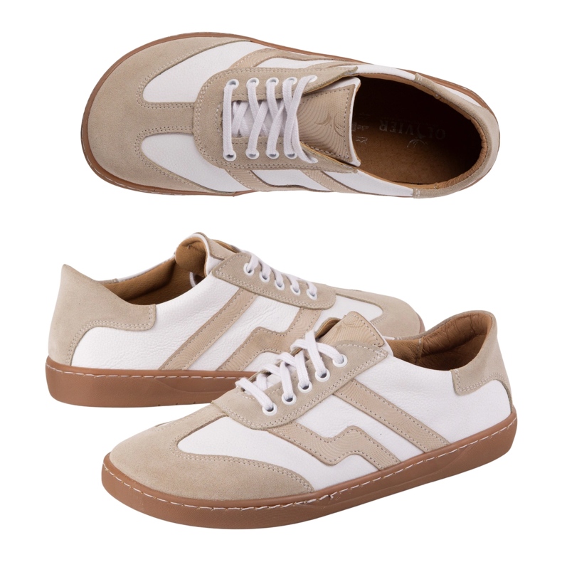 Paljain jaloin naisten nahkakengät Olivier Eliza Białe valkoinen 2