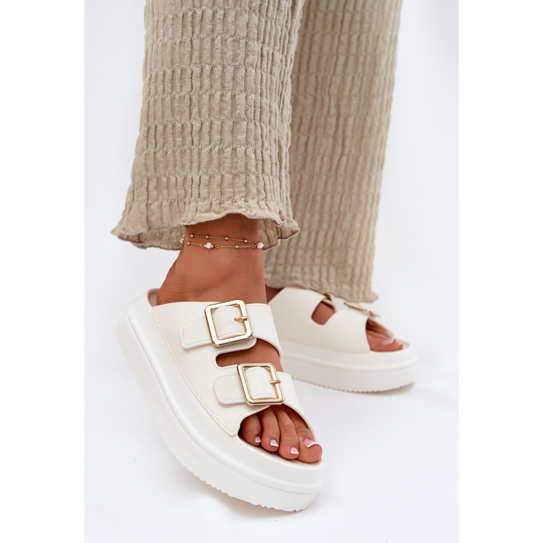 Inna Naisten flip flops lavalla Golden Ecru -solkeilla valkoinen 2