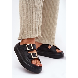 Inna Naisten flip flops lavalla kultaiset puristimet mustat 2