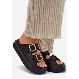 Inna Naisten flip flops lavalla kultaiset puristimet mustat 1