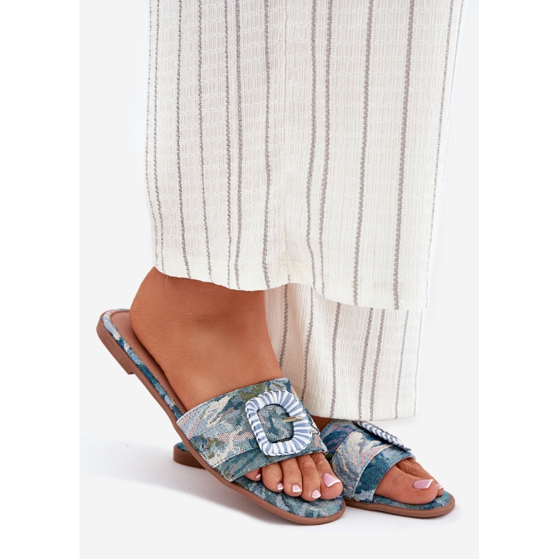 Inna Litteät naisten flopsit koristeellisella sinisellä solkilla sininen 1