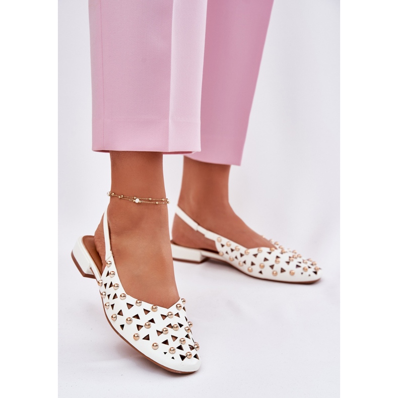 Inna Sisustettu litteä balleriinit valkoiset valkoinen 2