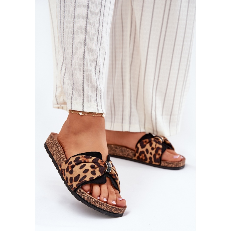 Inna Naisten flip flops Cork Platform Leopardilla ruskea 2
