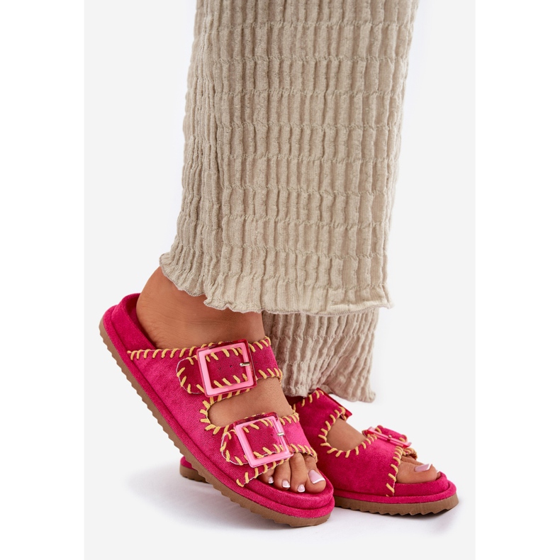 Inna Naisten flip flops solkilla ja fuksia -koristeellinen helma vaaleanpunainen 1