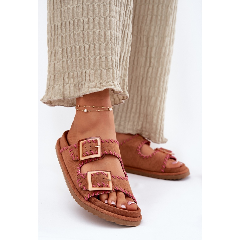 Inna Naisten flip flops solki ja koristeellinen kameli ruskea 2