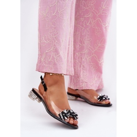 S.Barski Läpinäkyvät matalakorkoiset sandaalit, joissa on MR51-709 musta sisustus 2